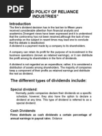 Dividend policy of reliance industries itd.
