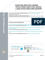 Experimental Tests About The Cooling/ Freezing of The Molten Salts in The Receiver Tubes of A Solar Power Plant With Parabolic Trough