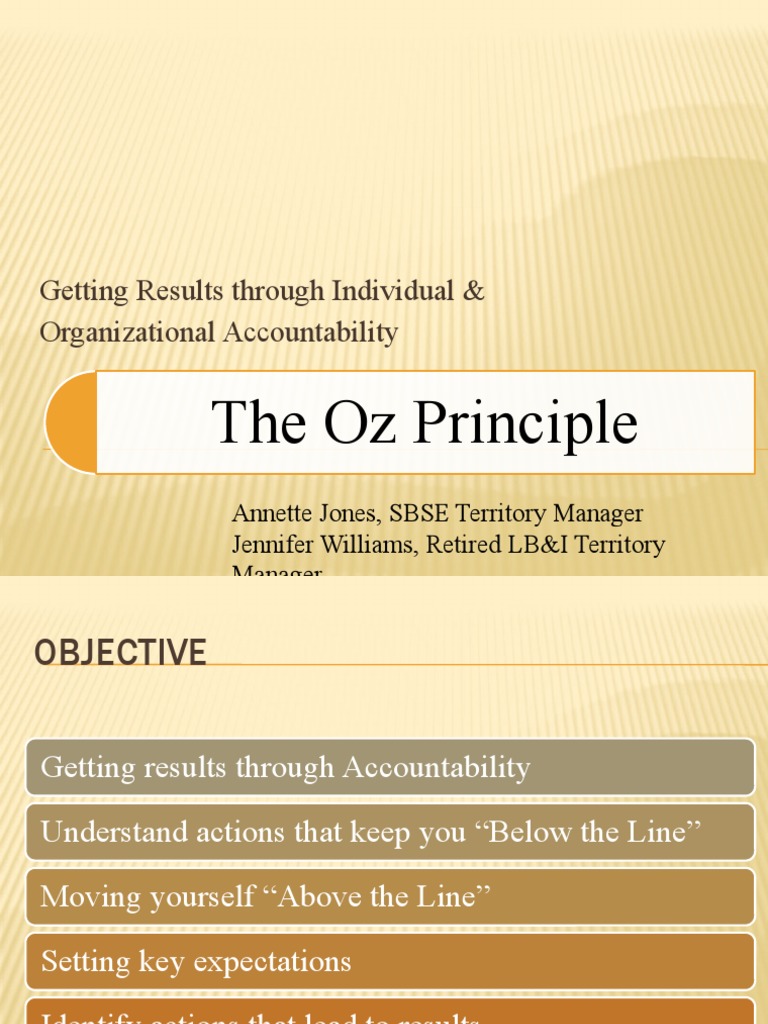 The Oz Principle Getting Results Through Individual & Organizational Accountability PDF