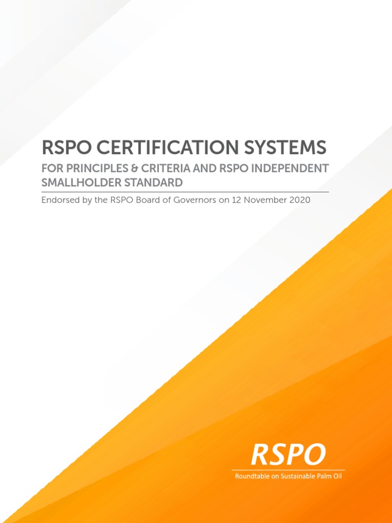 Rspo Certification Systems: For Principles & Criteria and Rspo ...