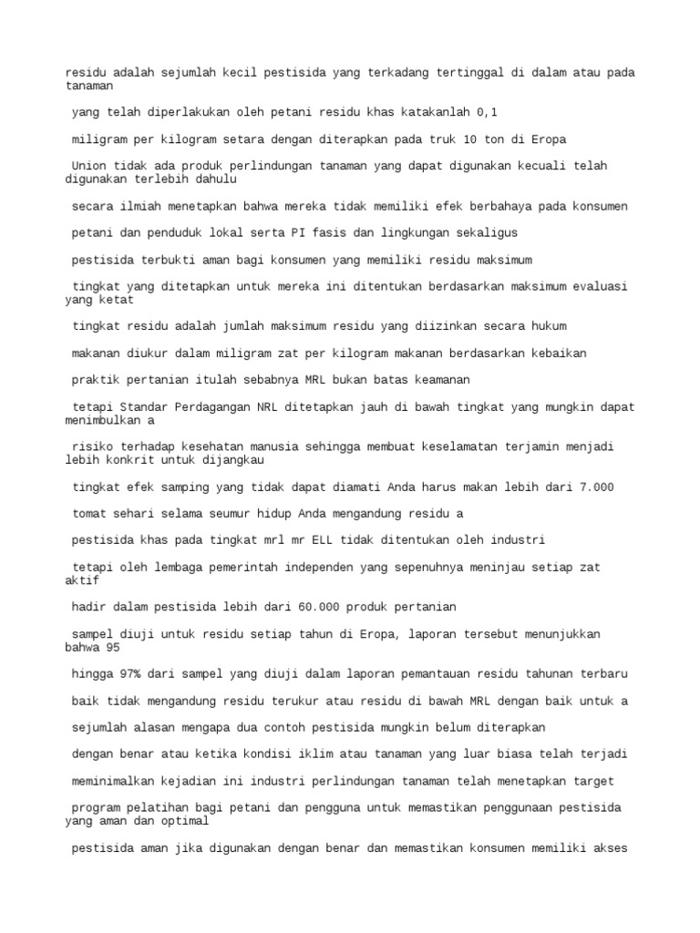 (Indonesian) Pesticide Residues What Are Maximum Residue Levels (MRLS