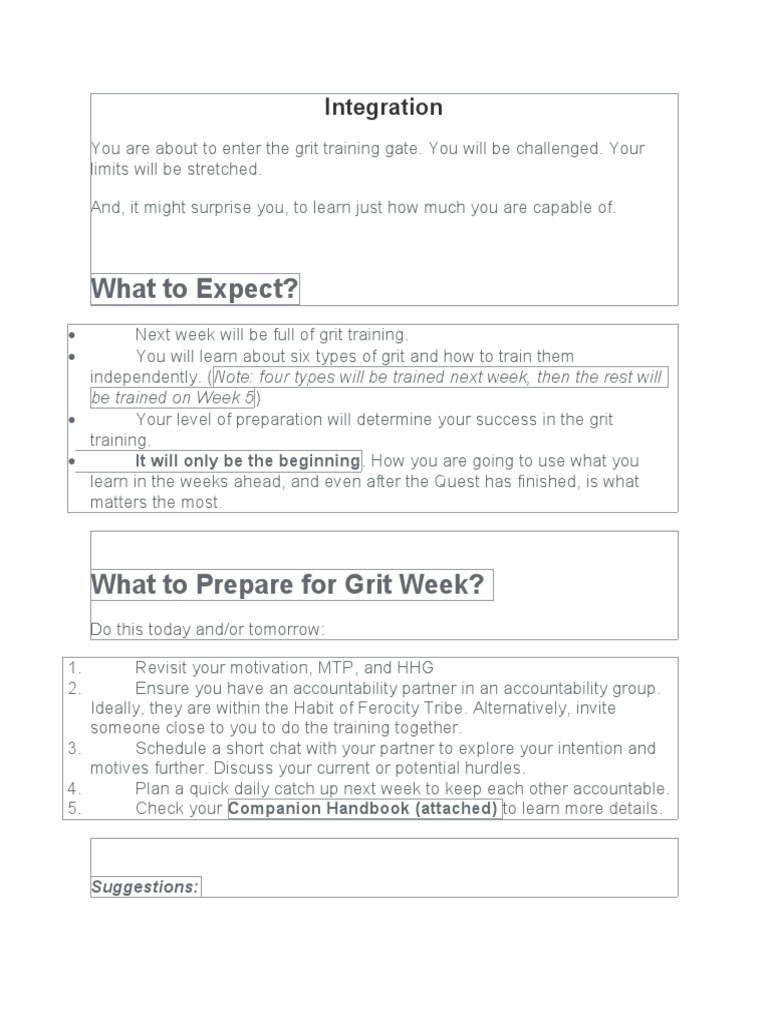 Grit Training Preparation Guide | PDF | Human Nature | Psychology