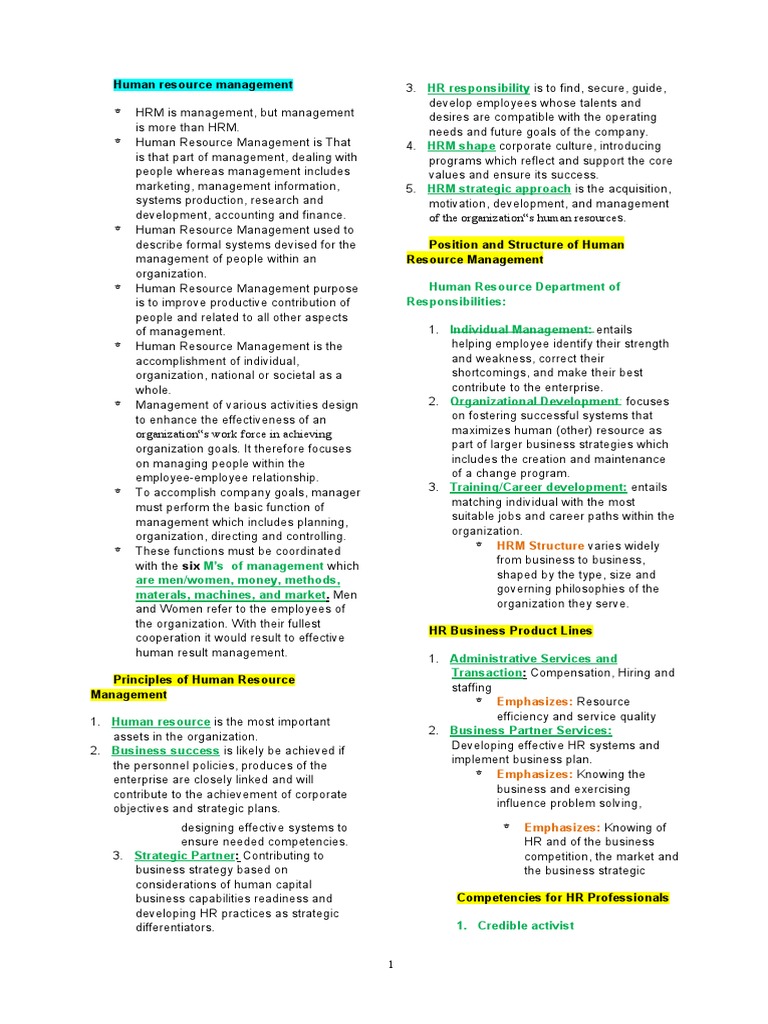 HRM Structure and Responsibilities | PDF | Human Resource Management ...