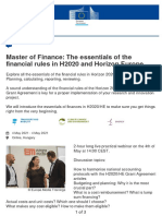 Master of Finance: The Essentials of The Financial Rules in H2020 and Horizon Europe