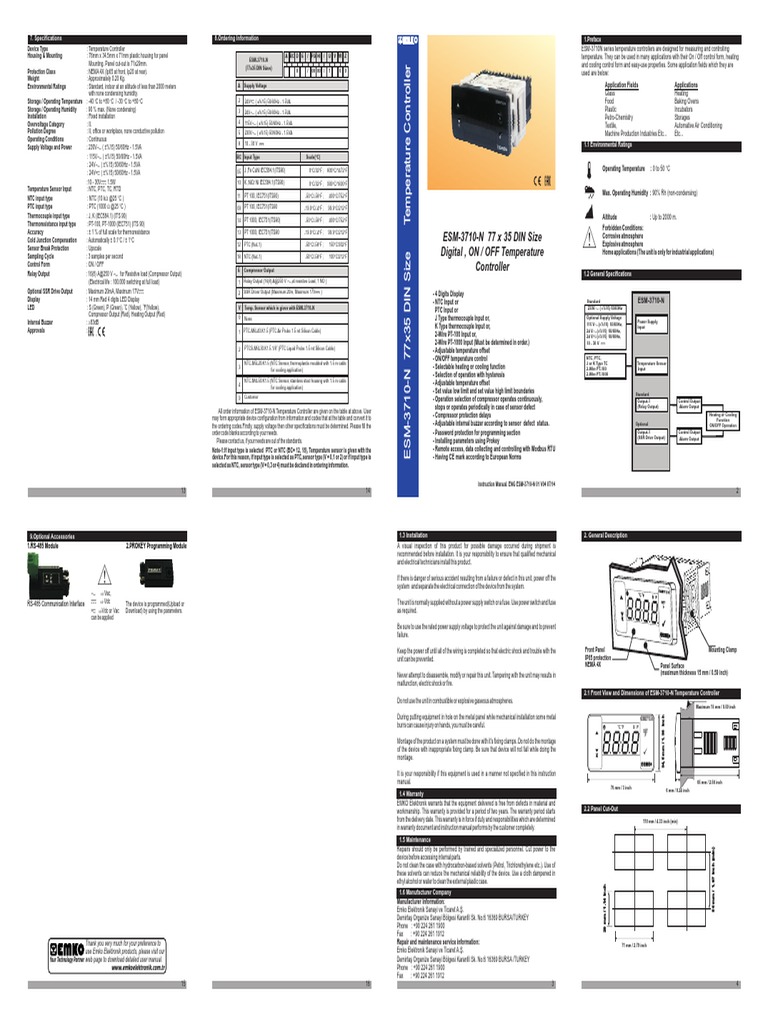 ESM-3710-N Temperature Controller Manual | PDF | Thermocouple ...