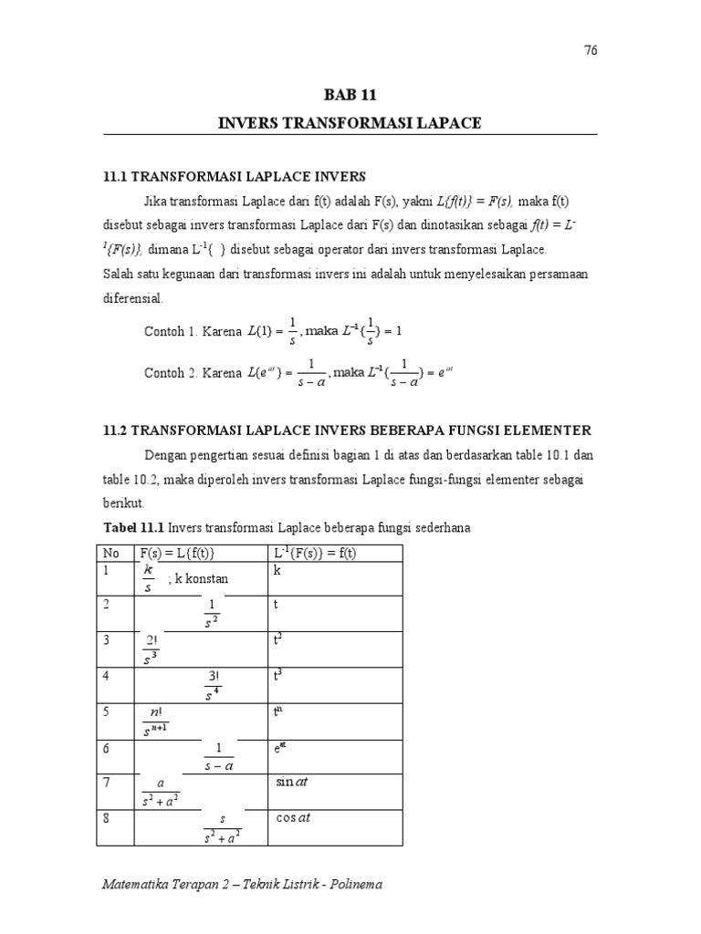 Invers Transformasi Laplace dan Contoh | PDF
