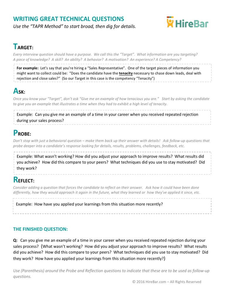 Effective Technical Interview Questions | PDF | Competence (Human ...