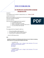 Computer Architecture and Assembly Language Programming - CS401 Fall 2007 Assignment 01 Solution