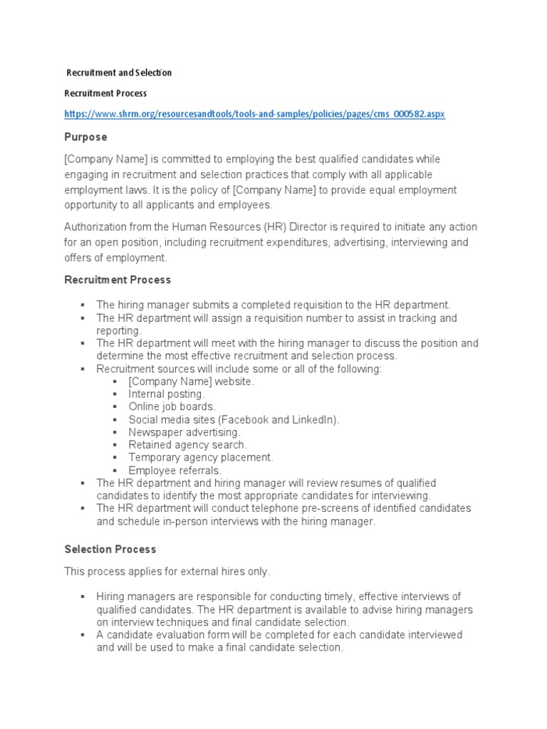 Recruitment and Selection | PDF | Recruitment | Employment