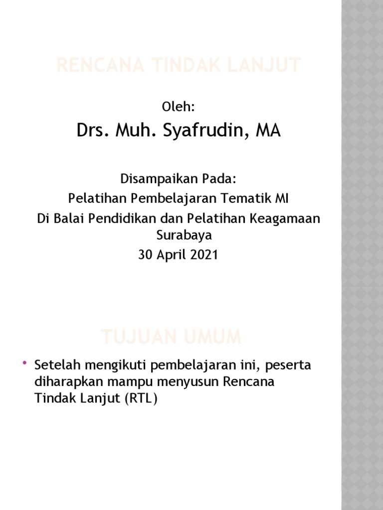 Rencana Tindak Lanjut MI | PDF | Karier & Perkembangan | Seni