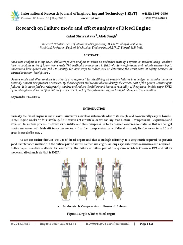 Failure Mode and Effect Analysis of Diesel Engine | PDF | Systems ...