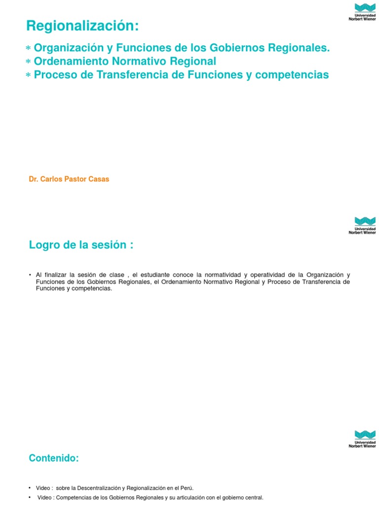 Organización y Funciones de Gobiernos Regionales | PDF | Instituciones ...