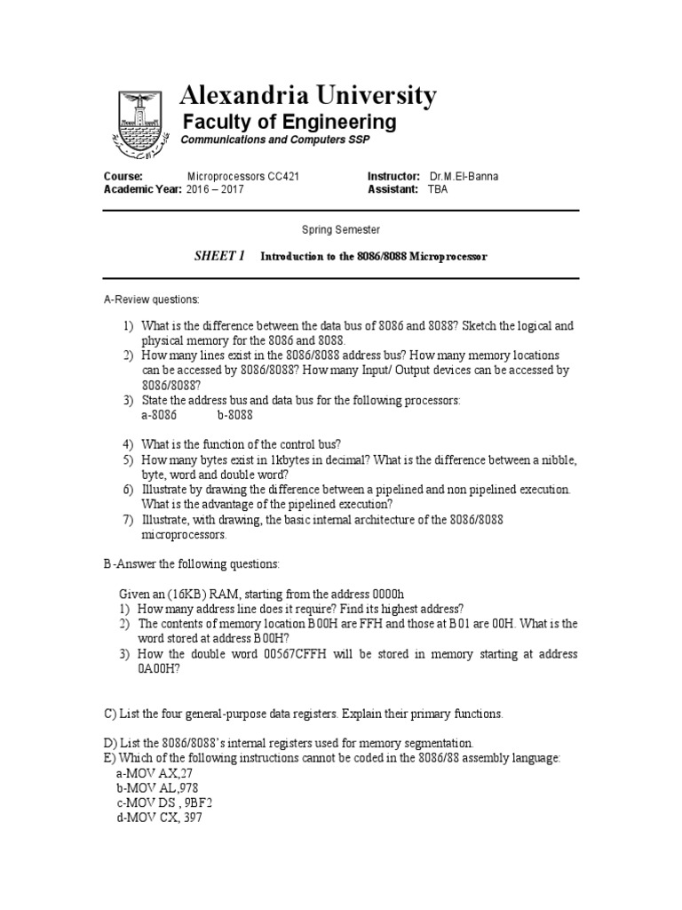 Microprocessors Course Overview | PDF | Central Processing Unit | Input ...