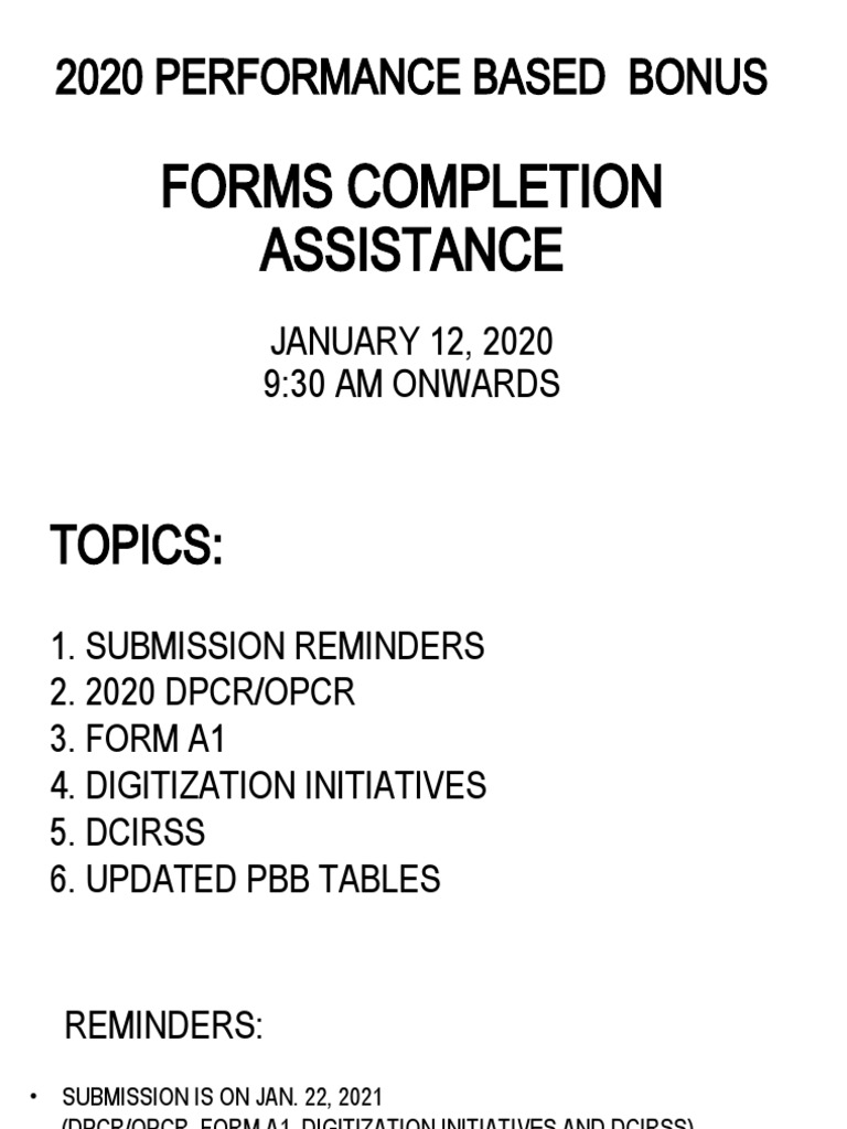 2020 PBB Form Completion Assistance | PDF | Business