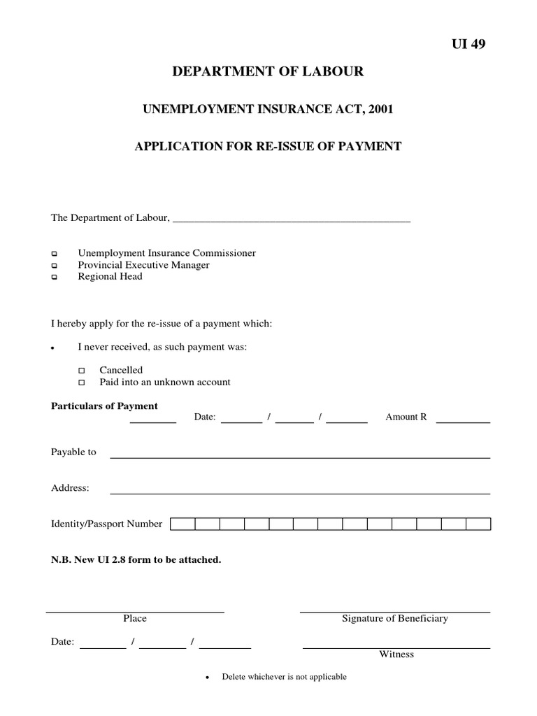 Unemployment Insurance Payment Reissue Form | PDF