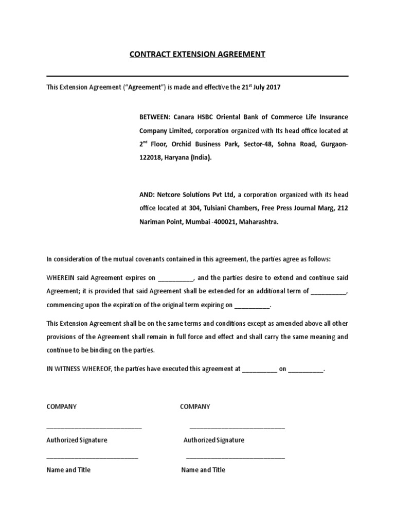 Contract Extension Agreement PDF