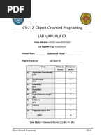 CS-212 Object Oriented Programing: Lab Manual # 07