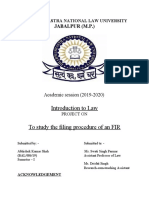 Introduction To Law To Study The Filing Procedure of An FIR: Jabalpur (M.P.)