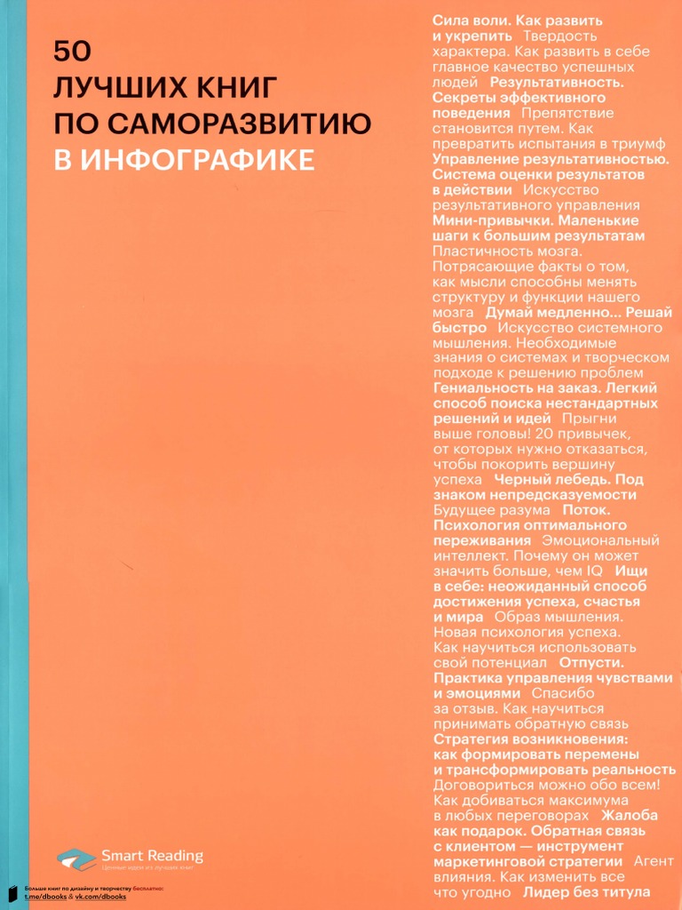 50 Лучших Книг По Саморазвитию В Инфографике | PDF