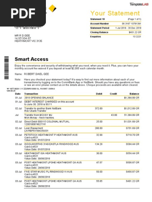Commonweath Bank Statement