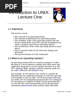 Introduction To UNIX: Lecture One: 1.1 Objectives