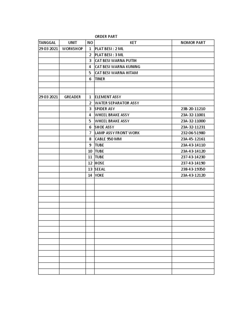 Order Part | PDF | Home & Garden