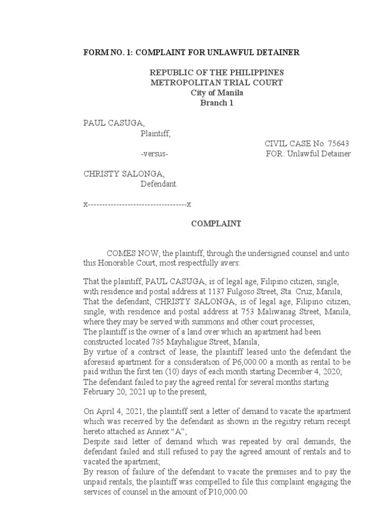 Defendant Seeks Additional Time to Respond to Complaint for Unlawful