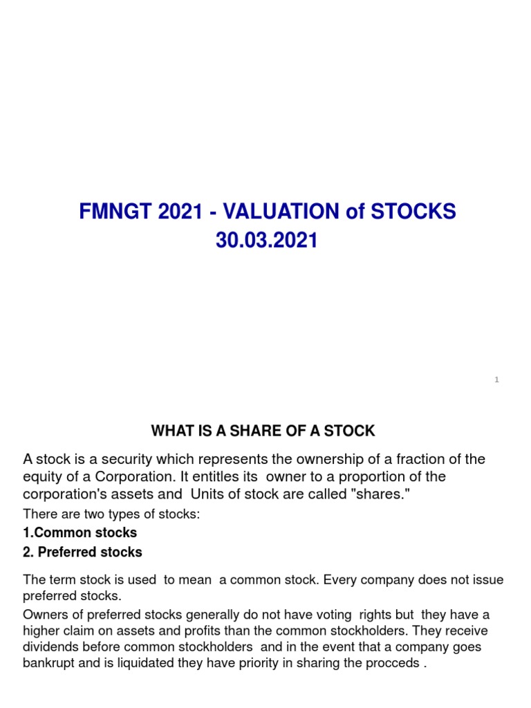 Stock Valuation Guide for Investors | PDF | Stock Valuation | Depreciation