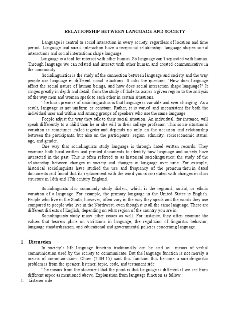 Language's Role in Society Dynamics | PDF | Sociolinguistics ...