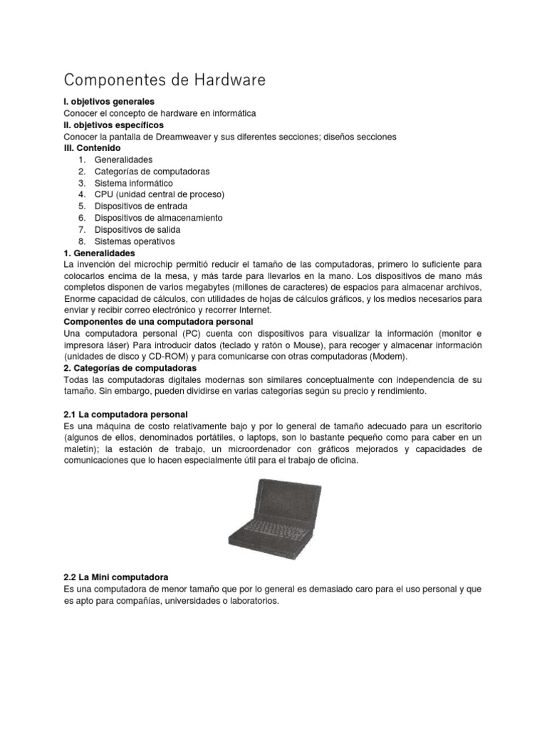 Componentes y Categorías de Computadoras | PDF | Hardware de la ...