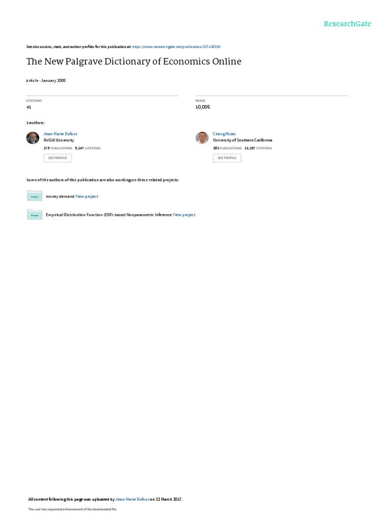 The New Palgrave Dictionary of Economics Online PDF Dynamic