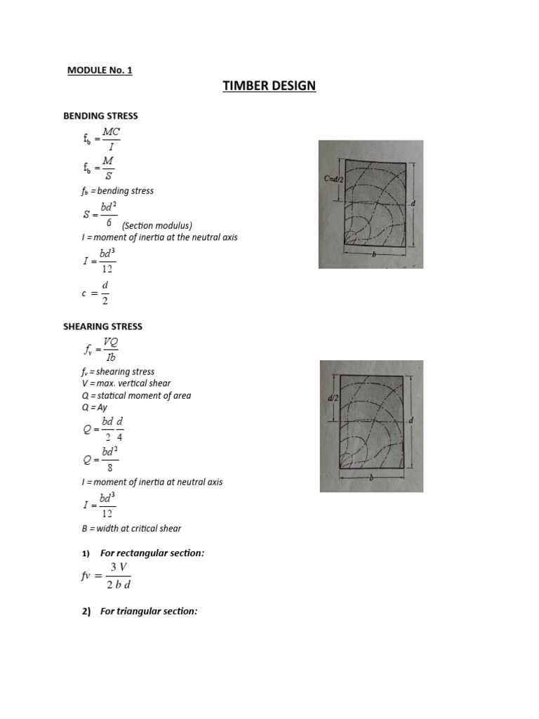 Timber Design: Bending & Shear Stress | PDF | Bending | Structural ...