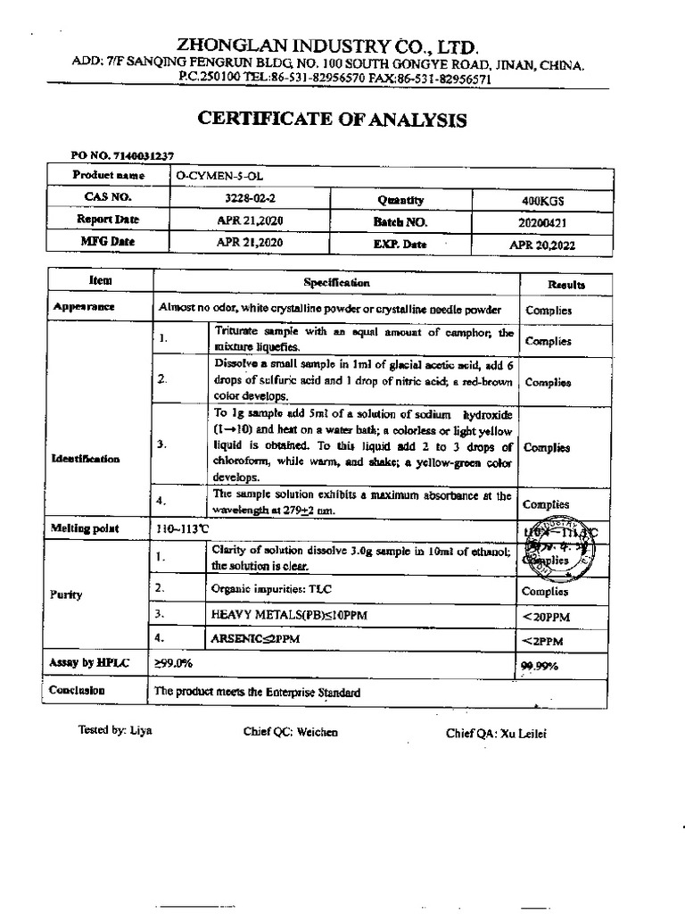 COA IPMP by Sanminglobe 2021 | PDF