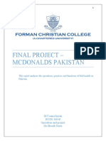 Final Project - Mcdonalds Pakistan: This Report Analyzes The Operations, Practices and Functions of Mcdonalds in Pakistan