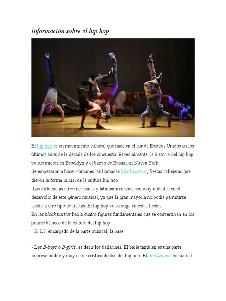 Historia y características del hip hop | PDF | Estudios de idiomas ...