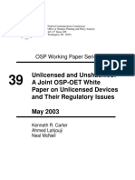 Unlicensed and Unshackled: A Joint OSP-OET White Paper On Unlicensed Devices and Their Regulatory Issues May 2003