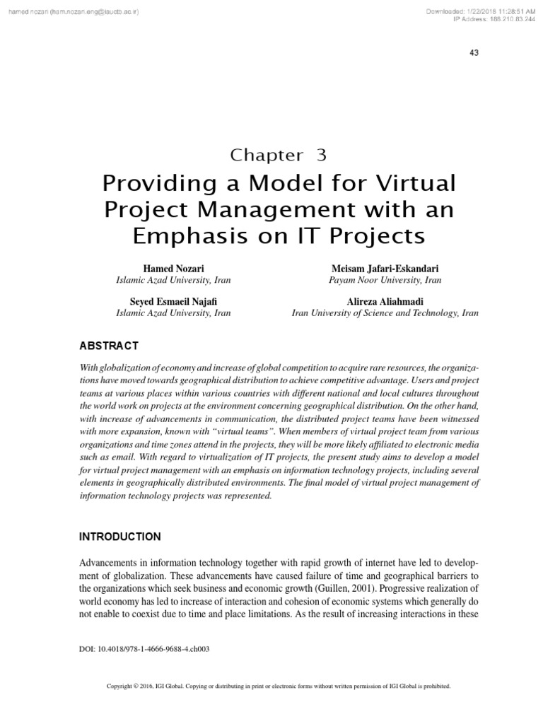 Providing A Model For Virtual Project Management With An Emphasis On IT ...