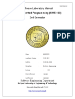 Object-Oriented Programming (SWE-103) : Software Laboratory Manual