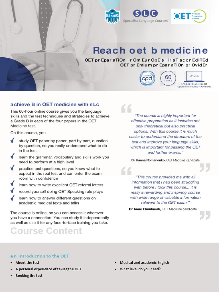 OET Preparation Course Overview | PDF | Health Care | Nursing