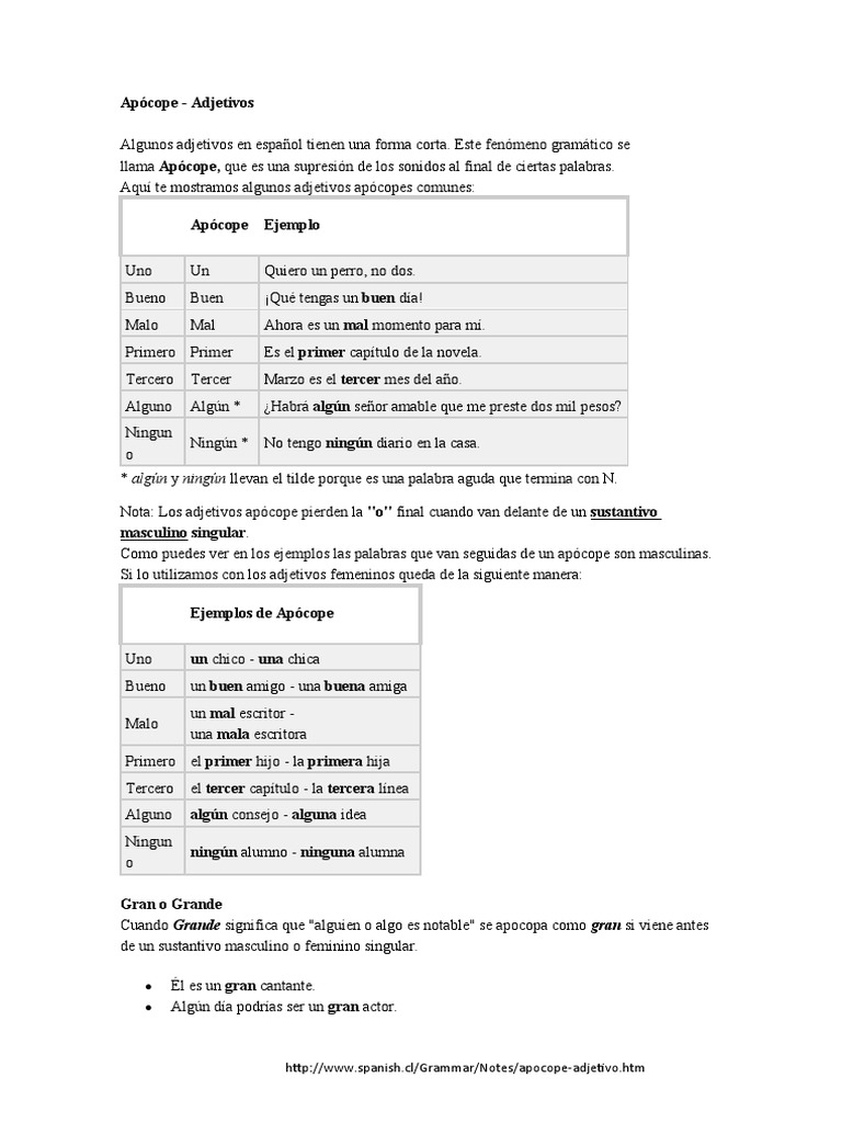 Apócope | PDF | Adjetivo | Adverbio