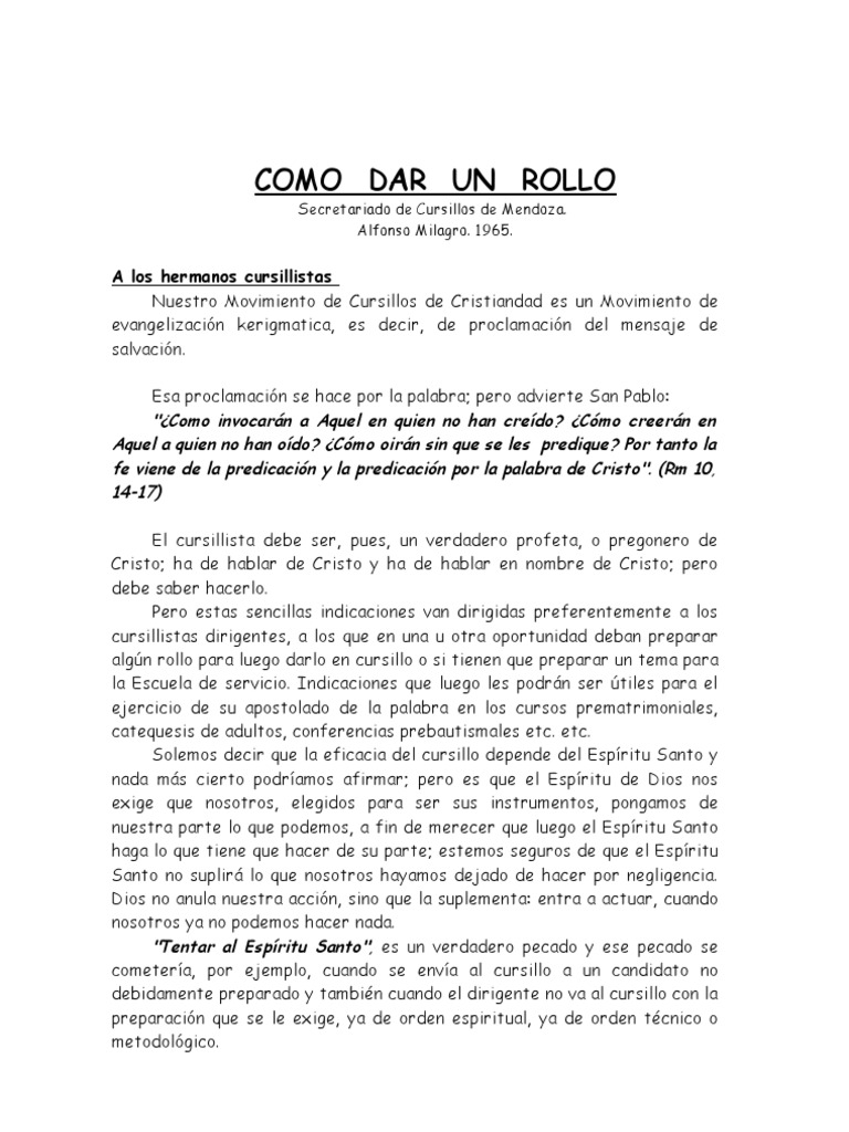 Cómo Dar un Rollo en Cursillos | PDF | Cristo (título) | Verdad