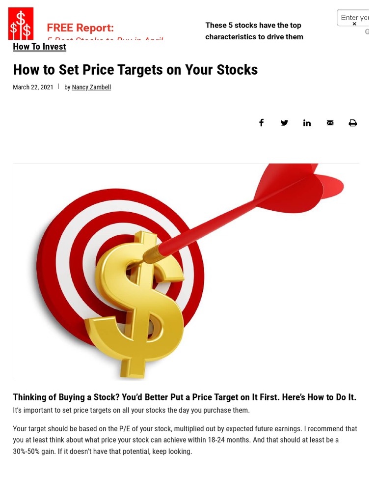 Setting Stock Price Targets Explained | PDF | Price–Earnings Ratio | Stocks