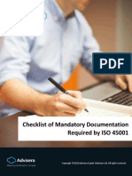 Checklist of Mandatory Documentation Required by ISO 45001 EN1