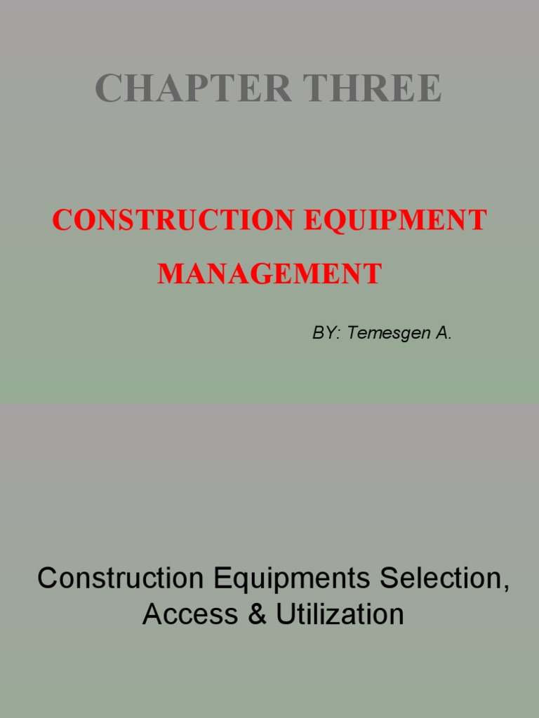 Construction Equipment Management Guide | PDF | Heavy Equipment ...