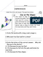 Read The Story and Answer The Questions Below.: Name: - Date: - A Reading Comprehension