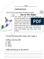 Reading comprehension worksheet