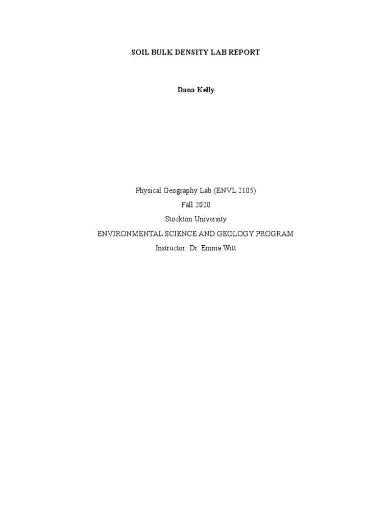 Soil Bulk Density Lab Report PDF Disturbance (Ecology) Soil