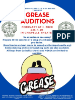 Grease Auditions: February 6Th, 2020 3: 1 5 - 4: 3 0 in Chapelle Theater