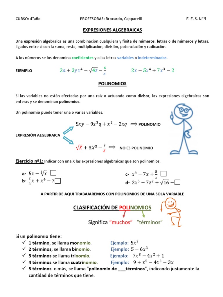 Expresiones Algebraicas y Polinomios | PDF | Polinomio | Matemáticas De ...