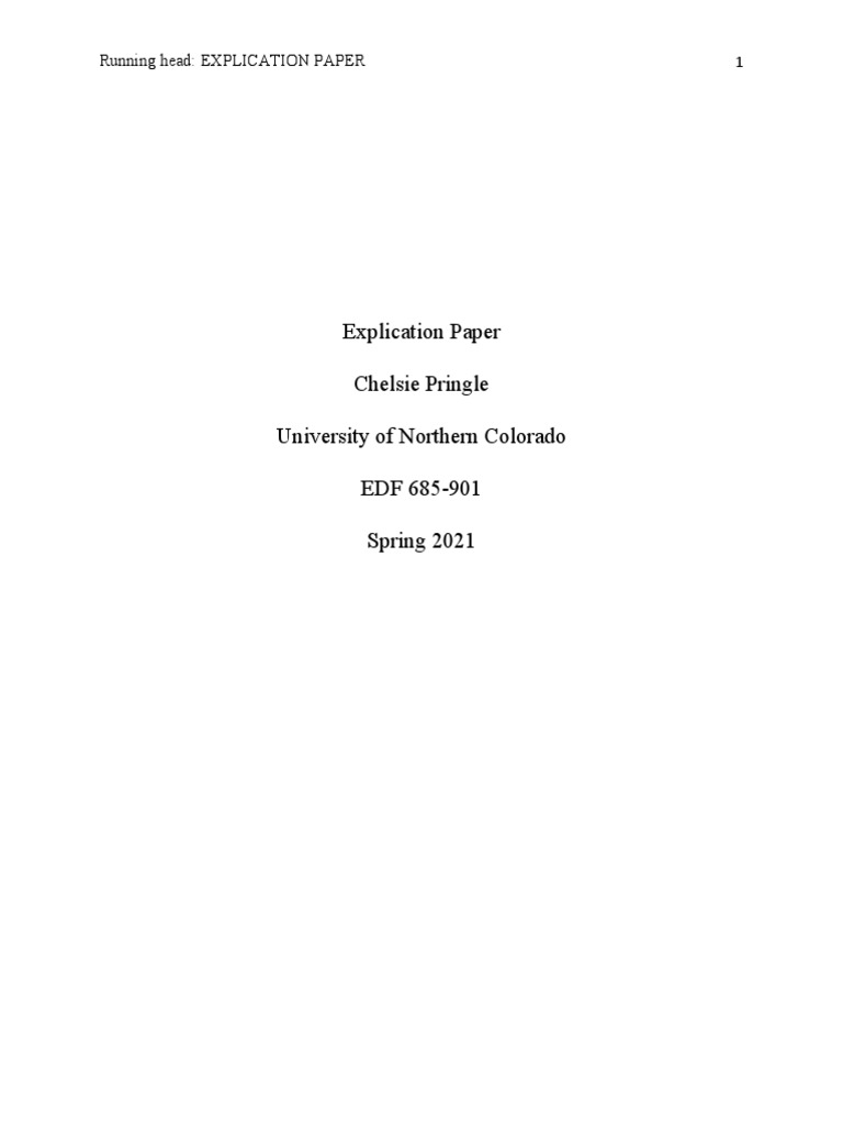 Pringle Edf 685-Explication Paper | PDF | Philosophy Of Education ...